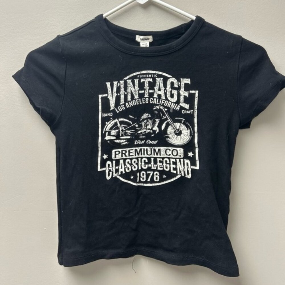 Garage Black “Vintage” Cropped T Shirt